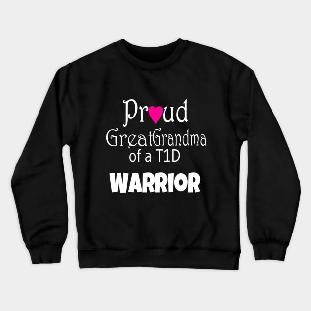 Proud Great Grandma - White Text - Pink Heart Crewneck Sweatshirt by CatGirl101